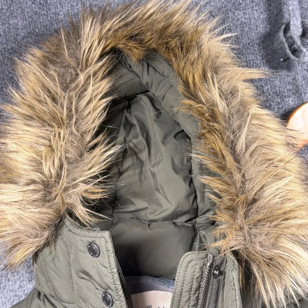 Abercrombie Fitch Jacket Womens Extra Small Ultra Parka Sherpa Lined Olive Green
